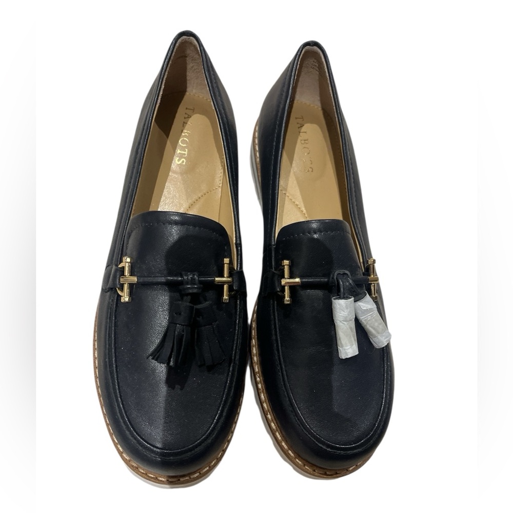 Talbots Navy Flats with Gold Hardware and Tassels (NWOT)